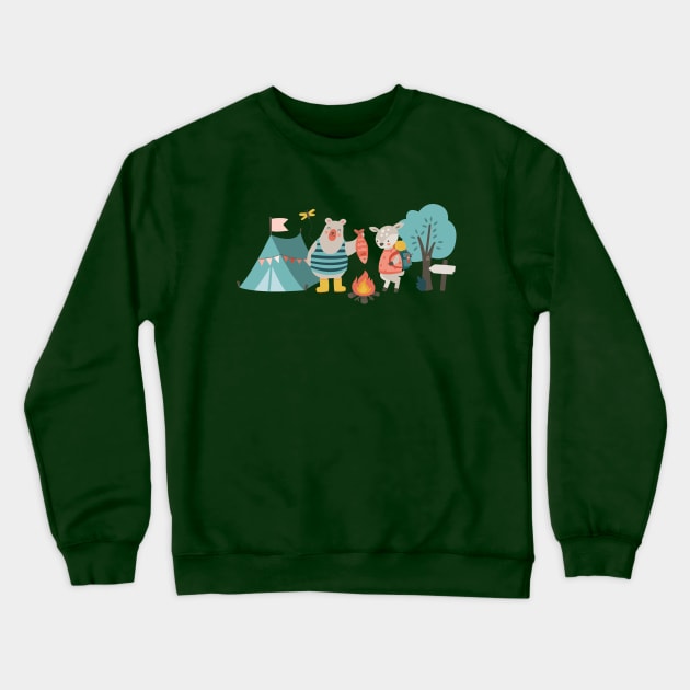 Camping animals Crewneck Sweatshirt by melomania